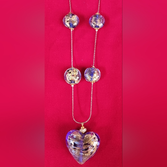 Vintage glass heart necklace - Picture 4 of 6